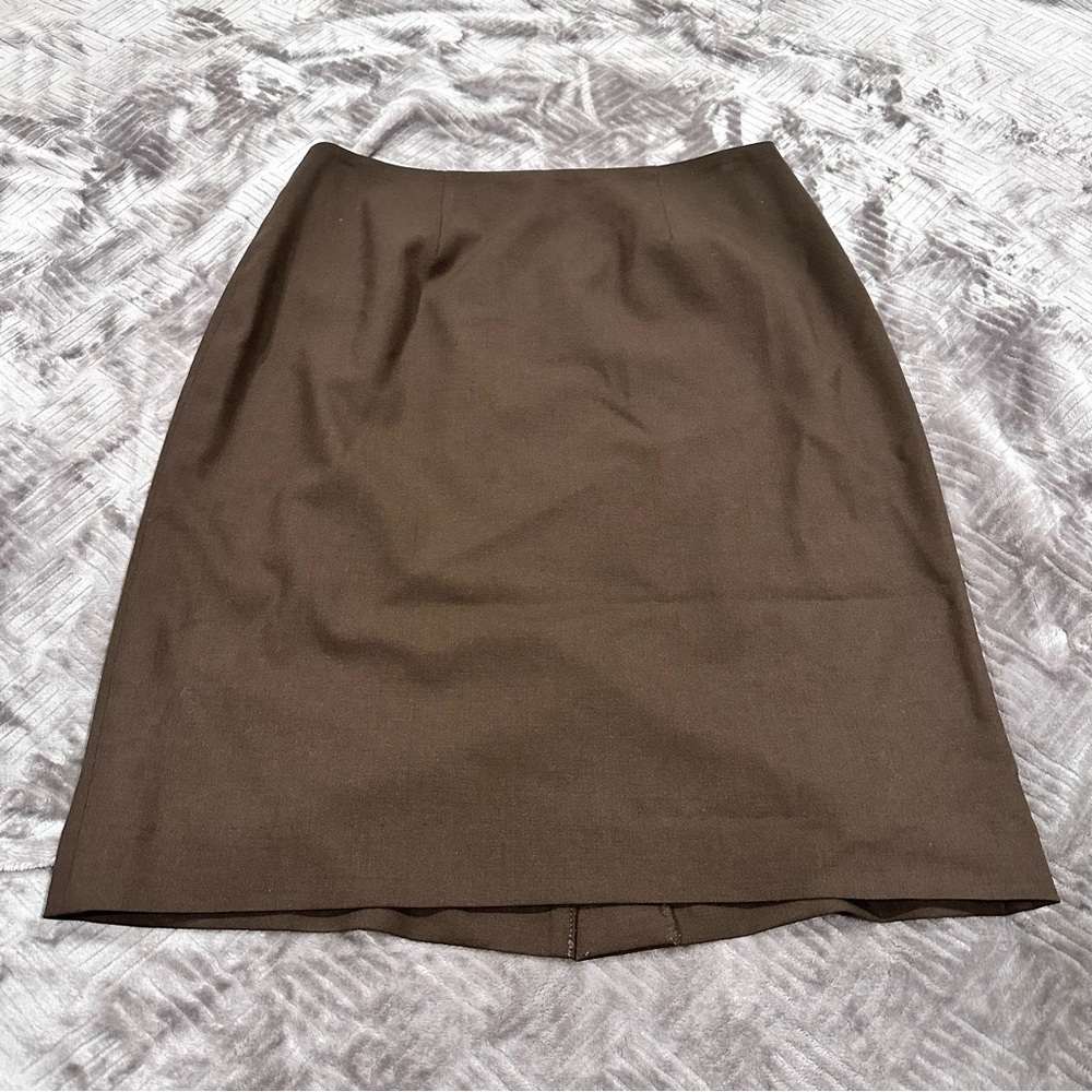 Caslon Brown Wool Lined Pencil Skirt Petite Size